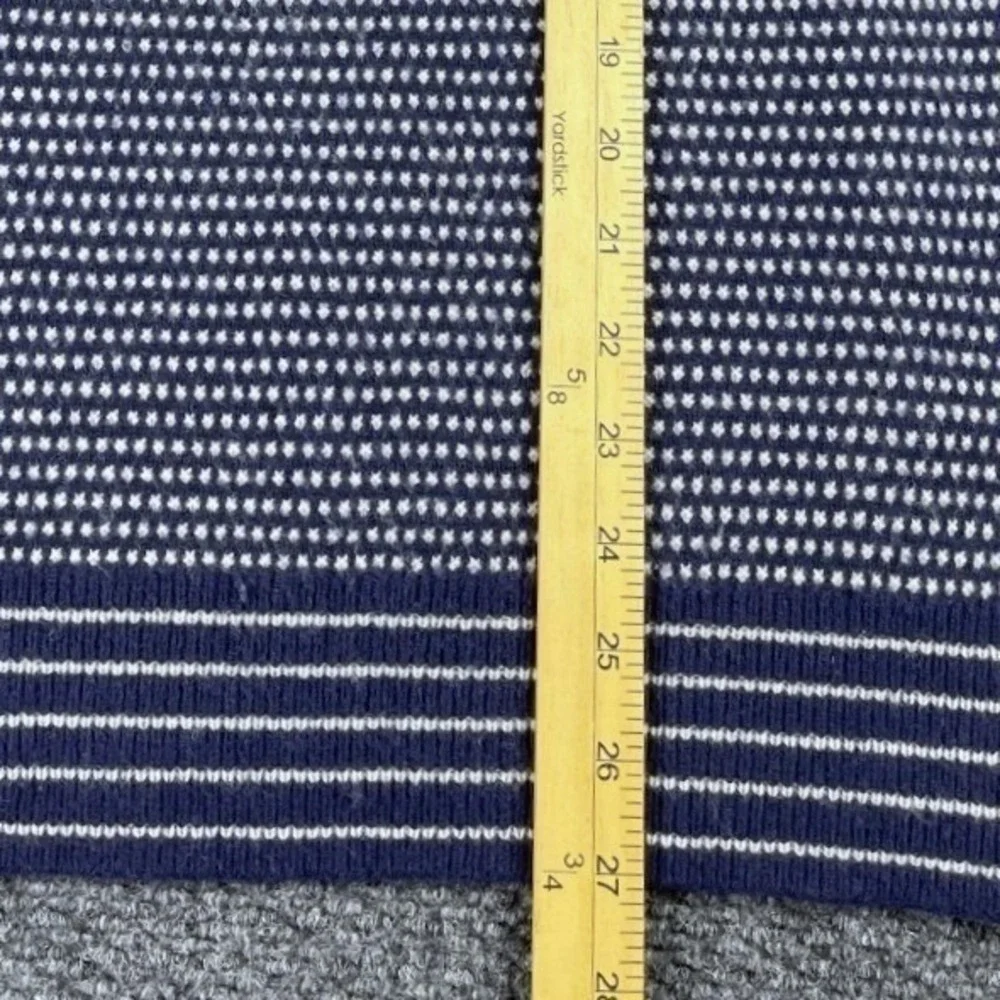 J.Crew Mens Blue White Bird's-Eye Crew Neck Rugged Merino Wool Blend Sweater L